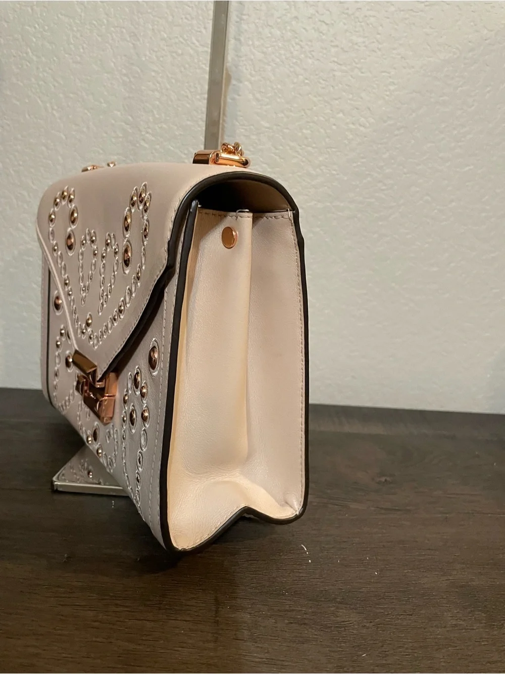 Michael Kors Blush Pink Studded Leather Crossbody - Picture 3 of 7